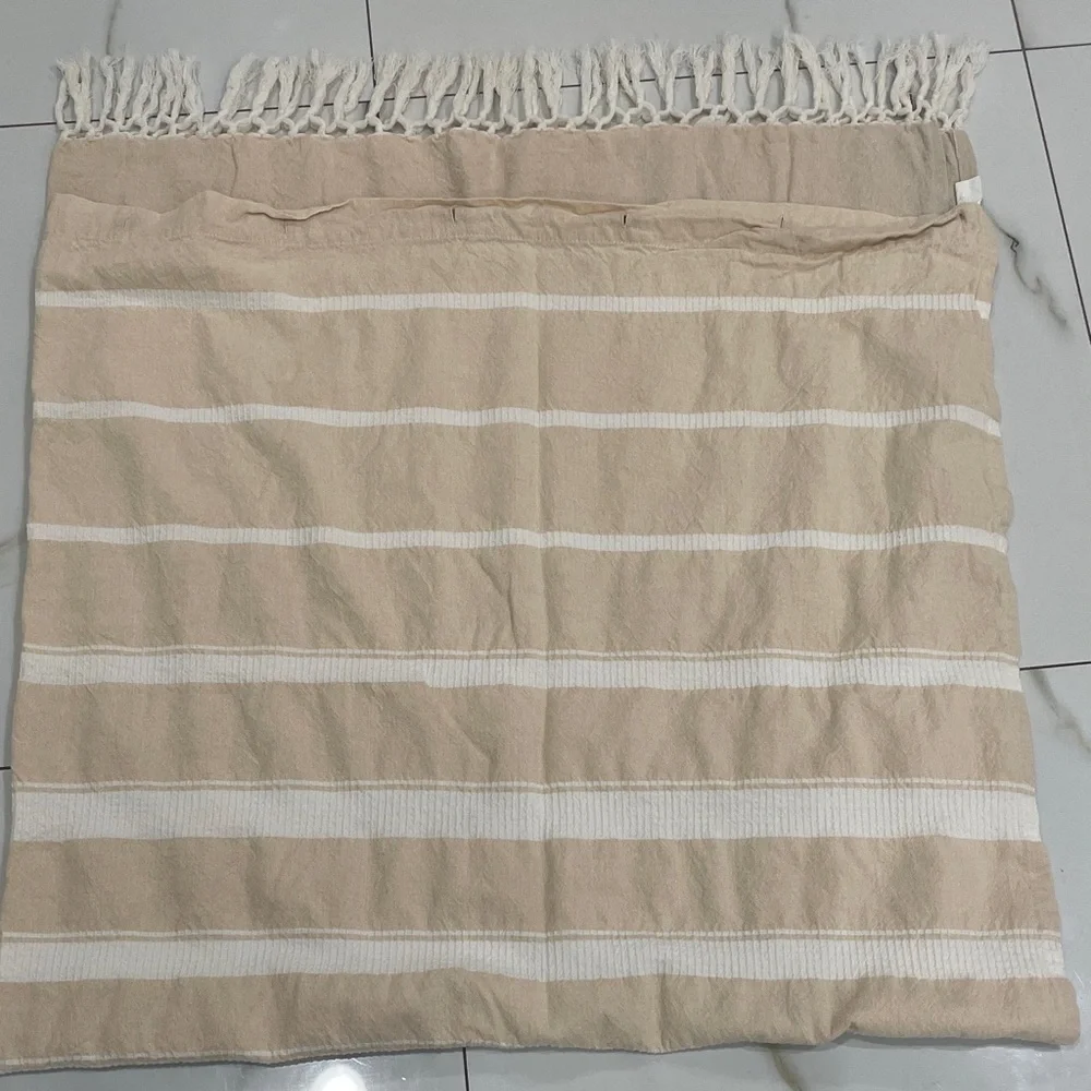 Boho stripped Tan and Cream shower curtain